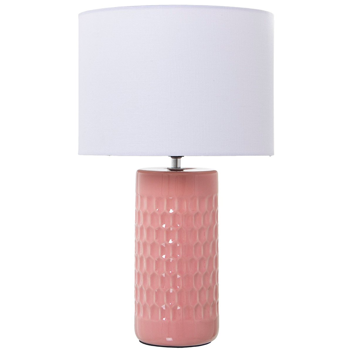 Lampe à poser en céramique rose et abat-jour beige 25x25x42cm rose, WADIGA