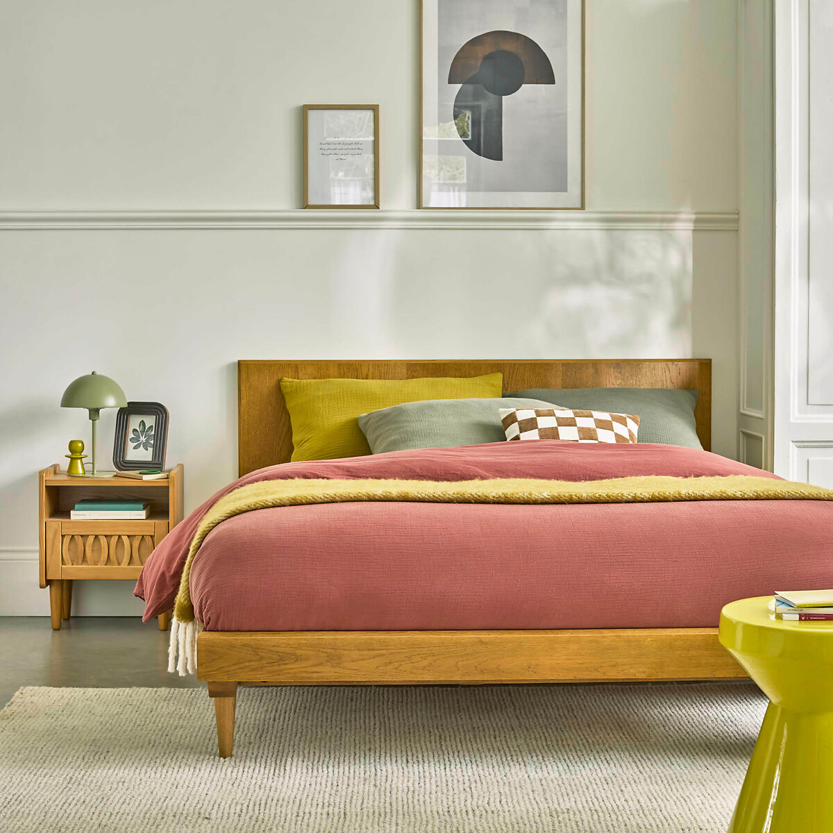 Lit vintage avec sommier Quilda chêne, LA REDOUTE INTERIEURS