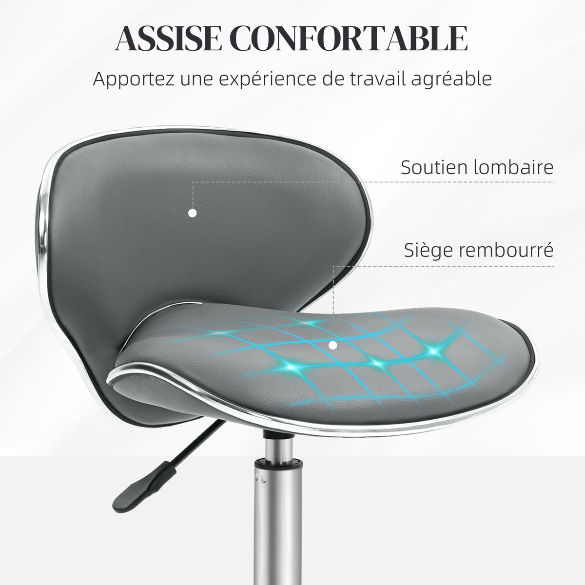 Tabouret de salon Polyuréthane Gris gris, HOMCOM