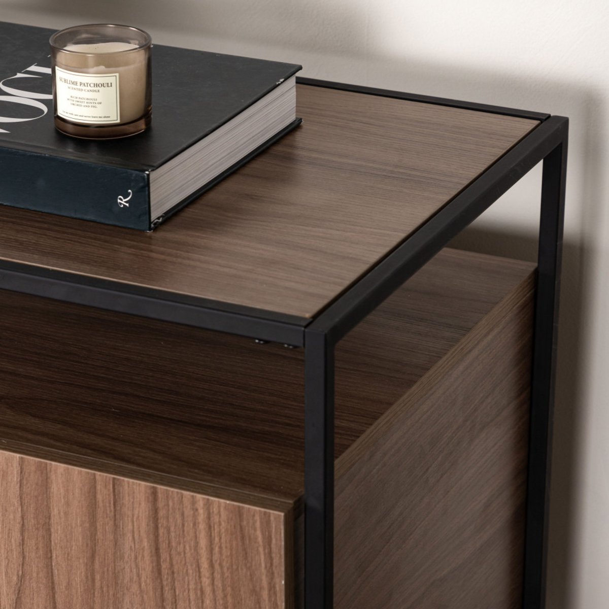 Buffet 3 portes en bois et métal L120cm- KINGSPORT bois marron foncé, VENTURE HOME