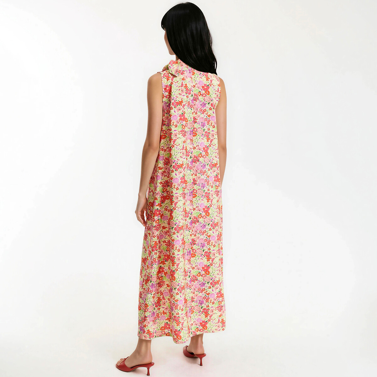 Robe longue sans manches imprimé floral  imprimé fleurs rouge, LA REDOUTE COLLECTIONS