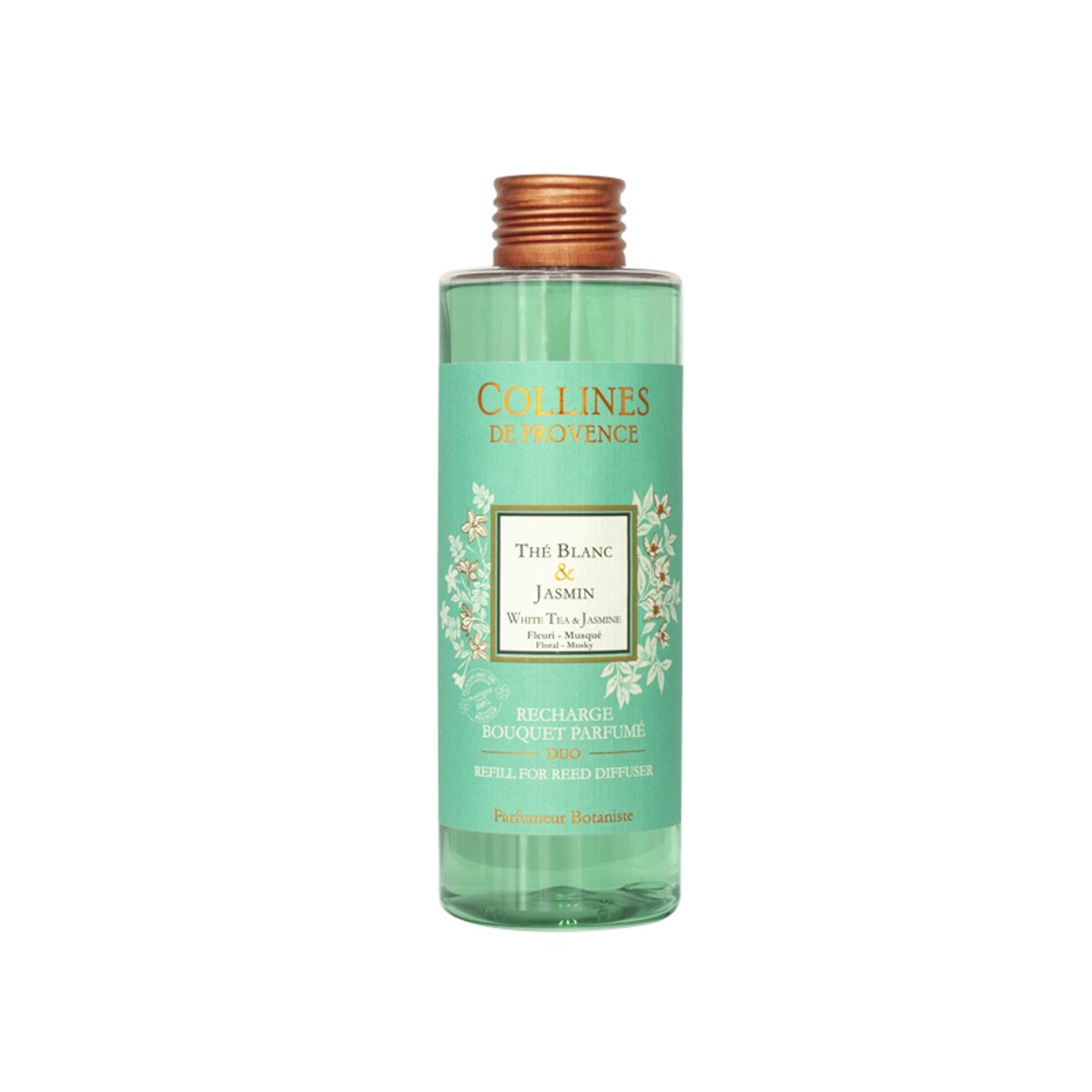 Recharge Diffuseur de parfum Colorée  THÉ BLANC & JASMIN bleu, COLLINES DE PROVENCE