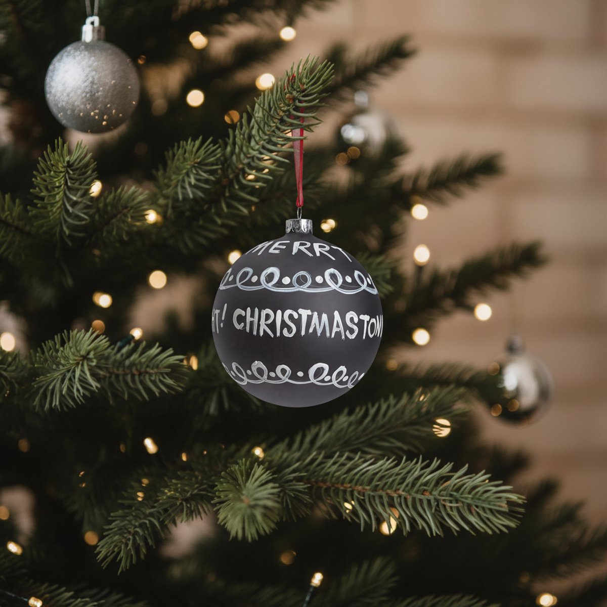 Boule de noël à écritures merry xmas en verre D10 blanc, SIA DECO