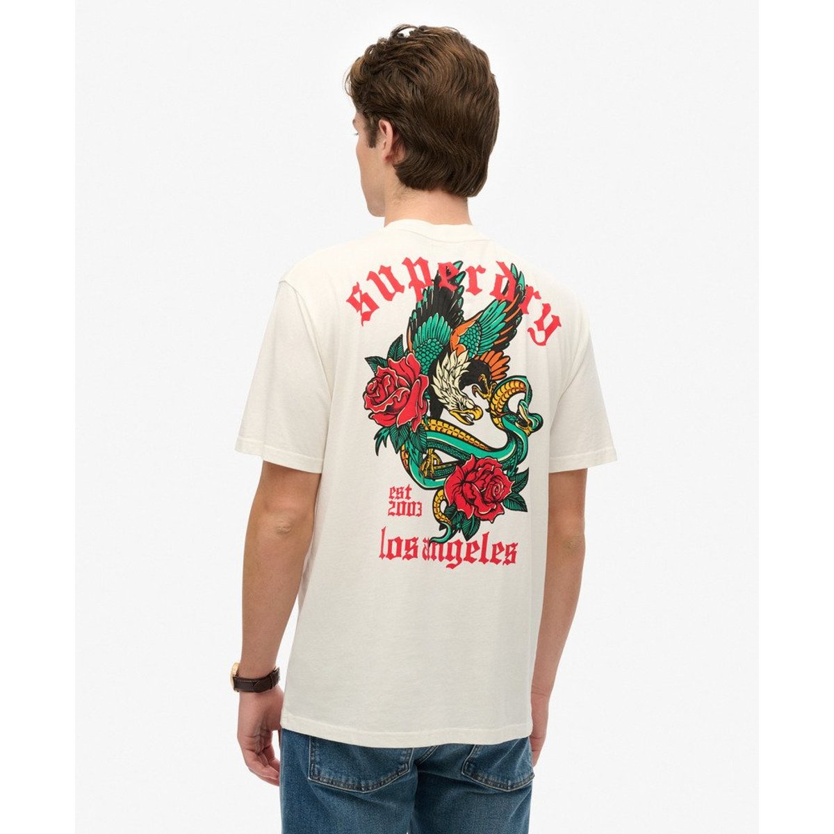 T-shirt ample Neo Trad Tattoo blanc cassé, SUPERDRY