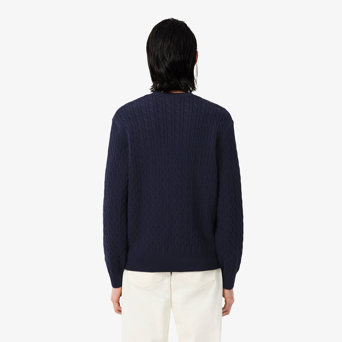 Pull maille torsadée intarsia bleu-wt6, LACOSTE