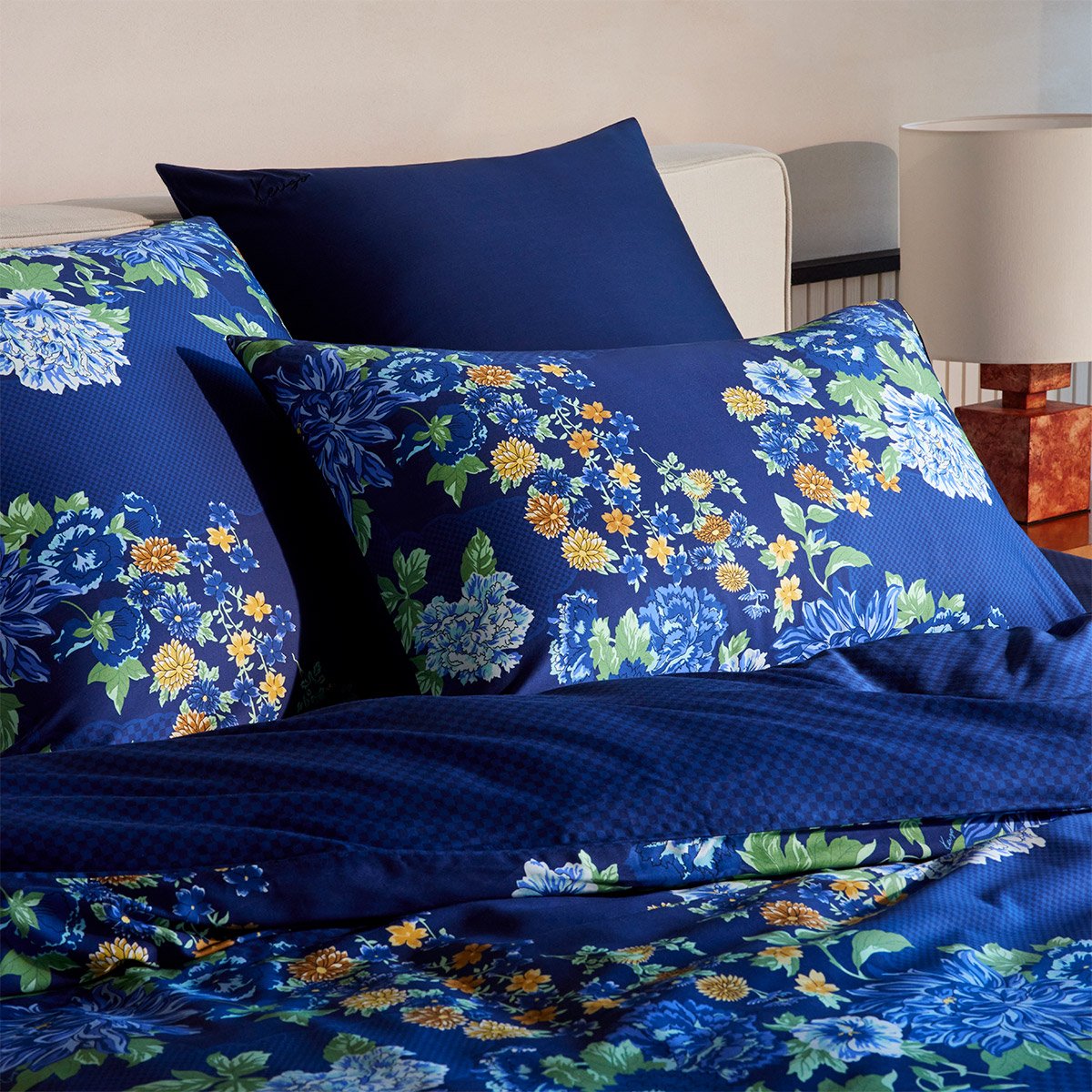 Drap housse en satin, K DAHLIA multicolore, KENZO HOME