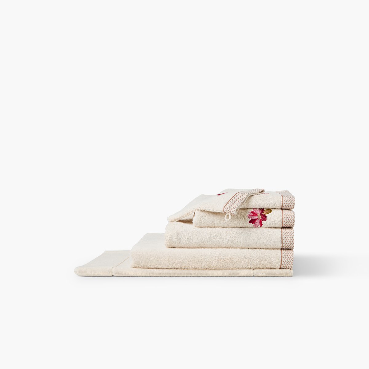 Tapis de bain coton et viscose de bambou SOLARA sable, CARRE BLANC
