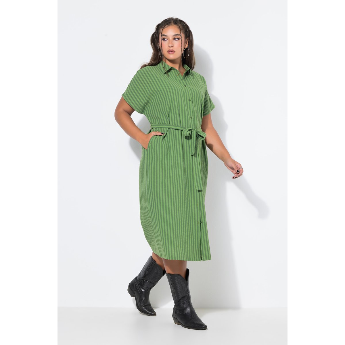 Robe chemisier en seersucker rayé cactus, STUDIO UNTOLD
