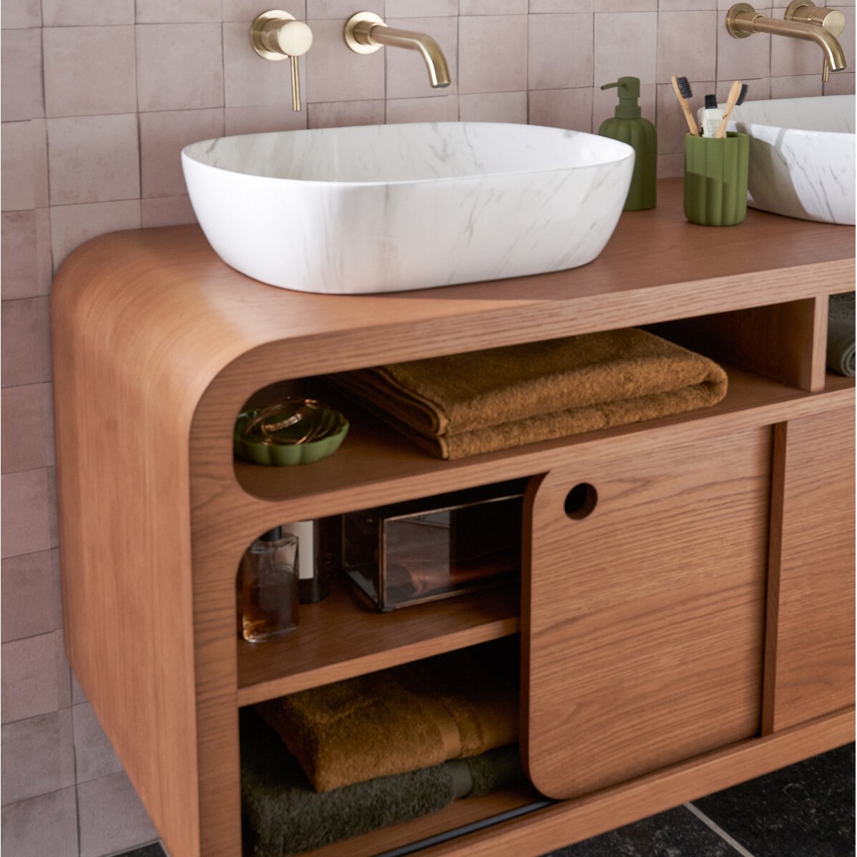 Mobile lavabo doppio vintage, PALMO quercia, LA REDOUTE INTERIEURS