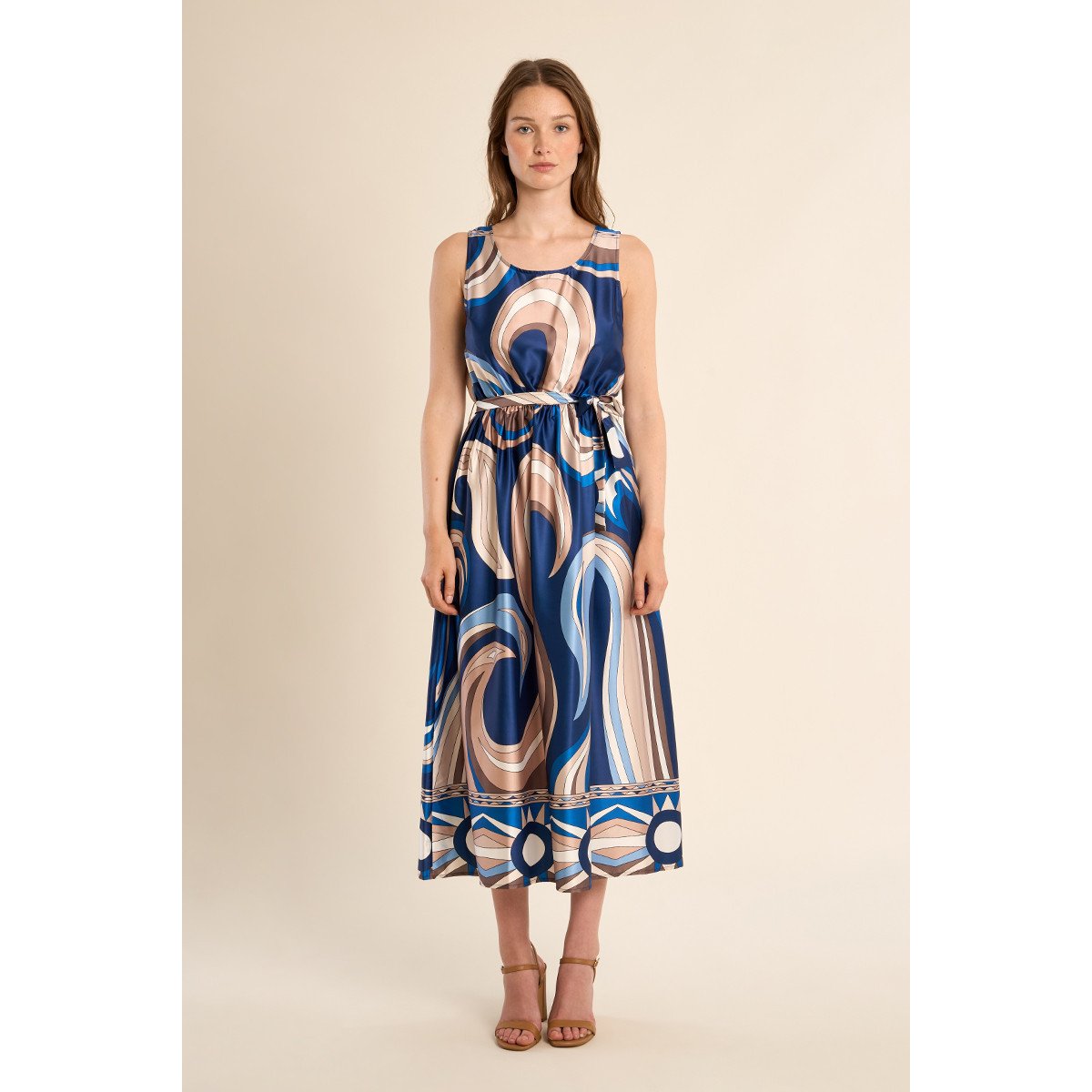 Robe longue imprimée navy athena, MOLLY BRACKEN
