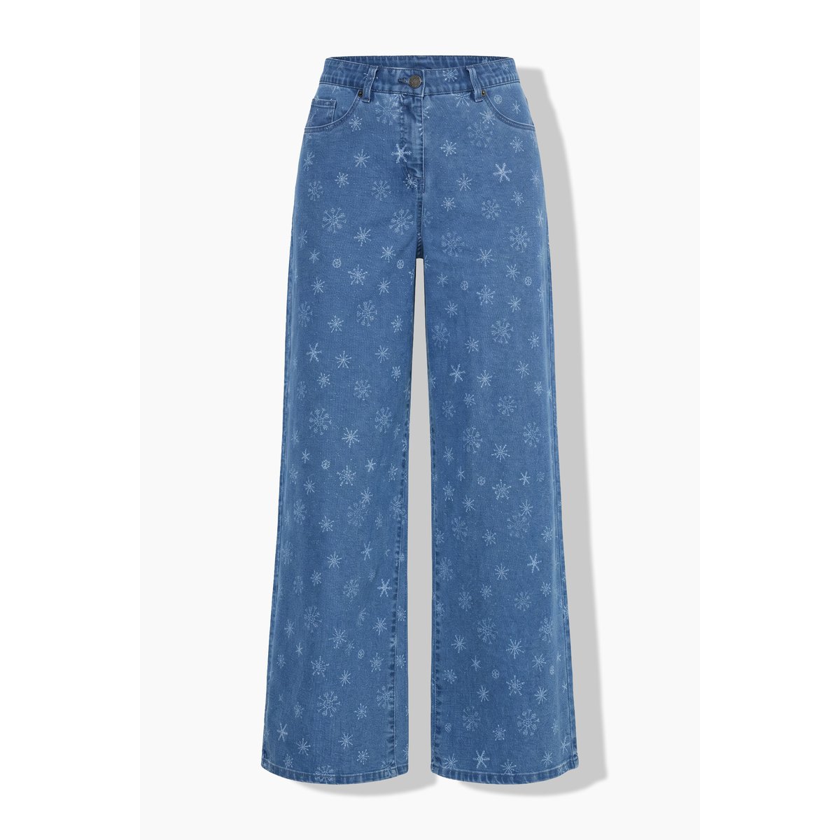 Jean Mary, motif flocons de neige bleu jean, ULLA POPKEN