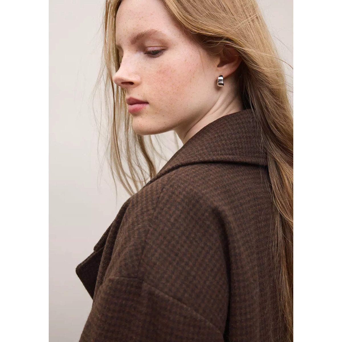 Manteau laine mélangée croisé chocolat, MANGO TEEN