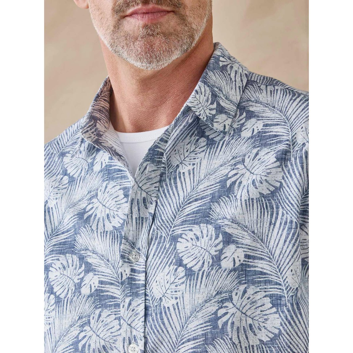 Chemise manches courtes en coton imprimé bleu, DAXON