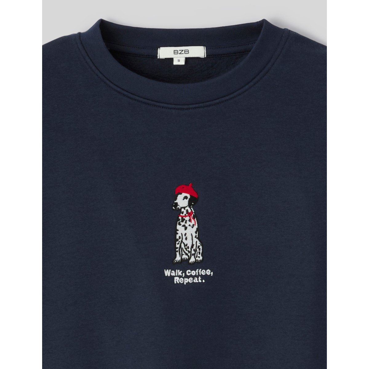 Sweat col rond bleu foncé, BZB