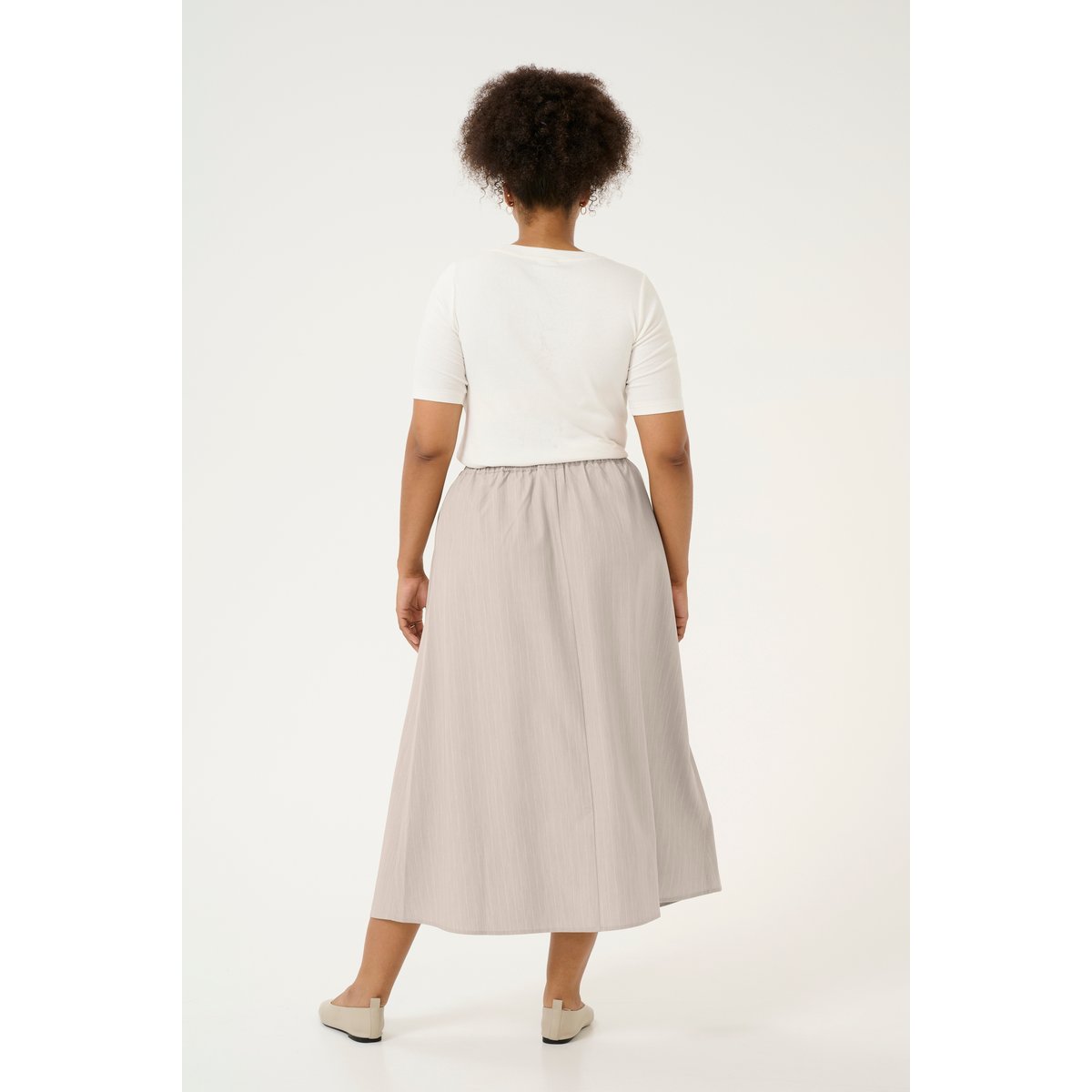 Skirt imprimé feather gray melange pinstripe, KAFFE CURVE