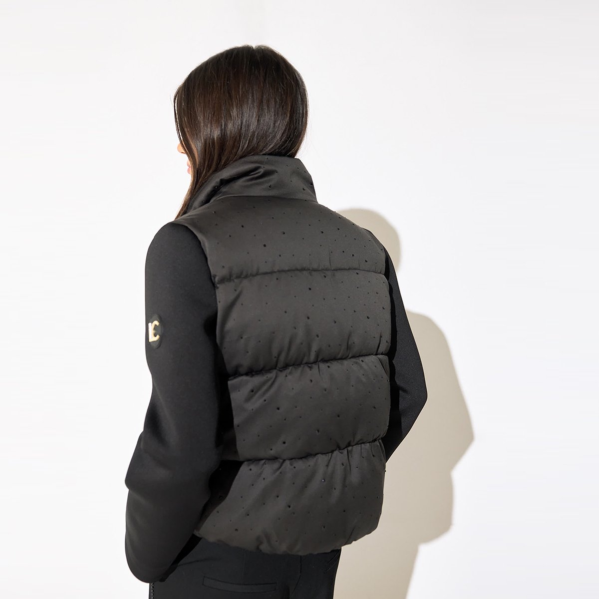 Doudoune satin strass manches longues noir, LOLA CASADEMUNT