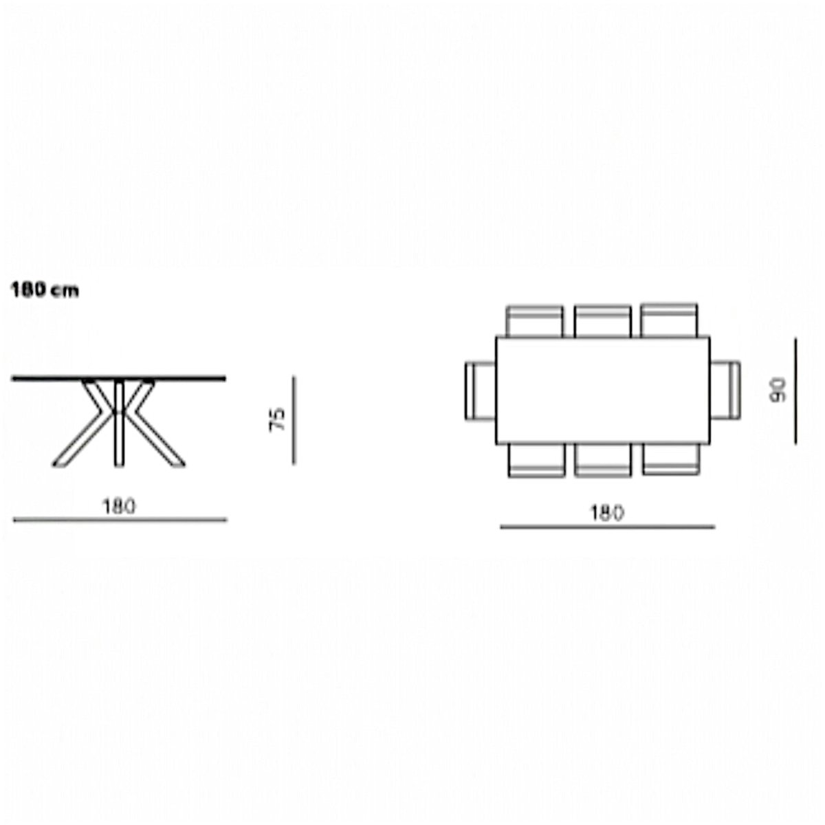 Table repas en verre 180 cm ALBA transparent, PIER IMPORT