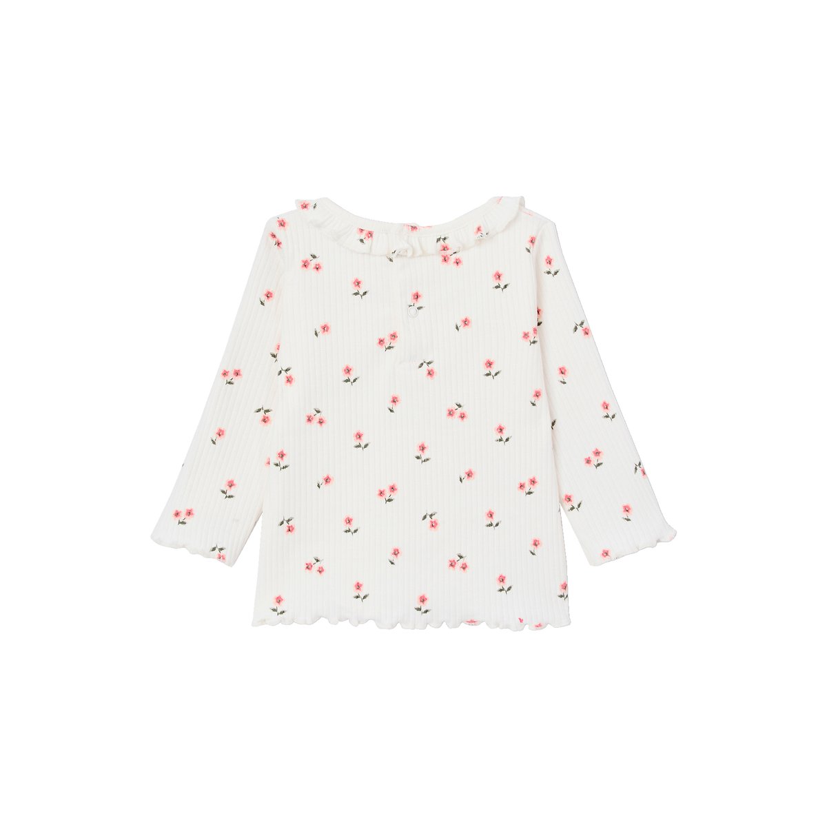 T-shirt bébé en maille côtelée manches longues rose pâle, VERTBAUDET