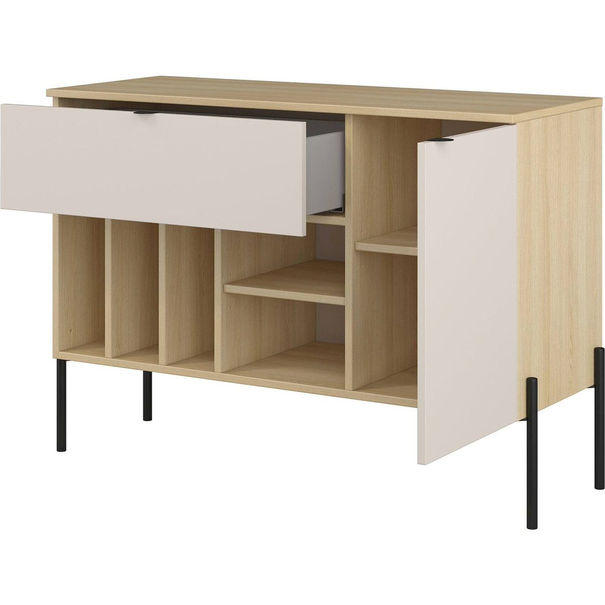 Commode asymétrique tiroir et porte ORE cachemire, RECOLLECTION
