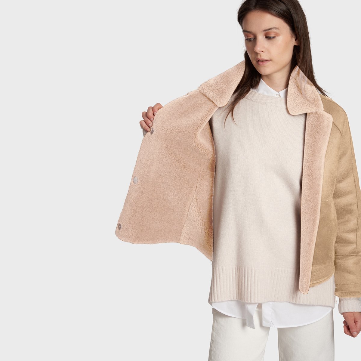 Veste réversible en laine HELEN beige, OAKWOOD