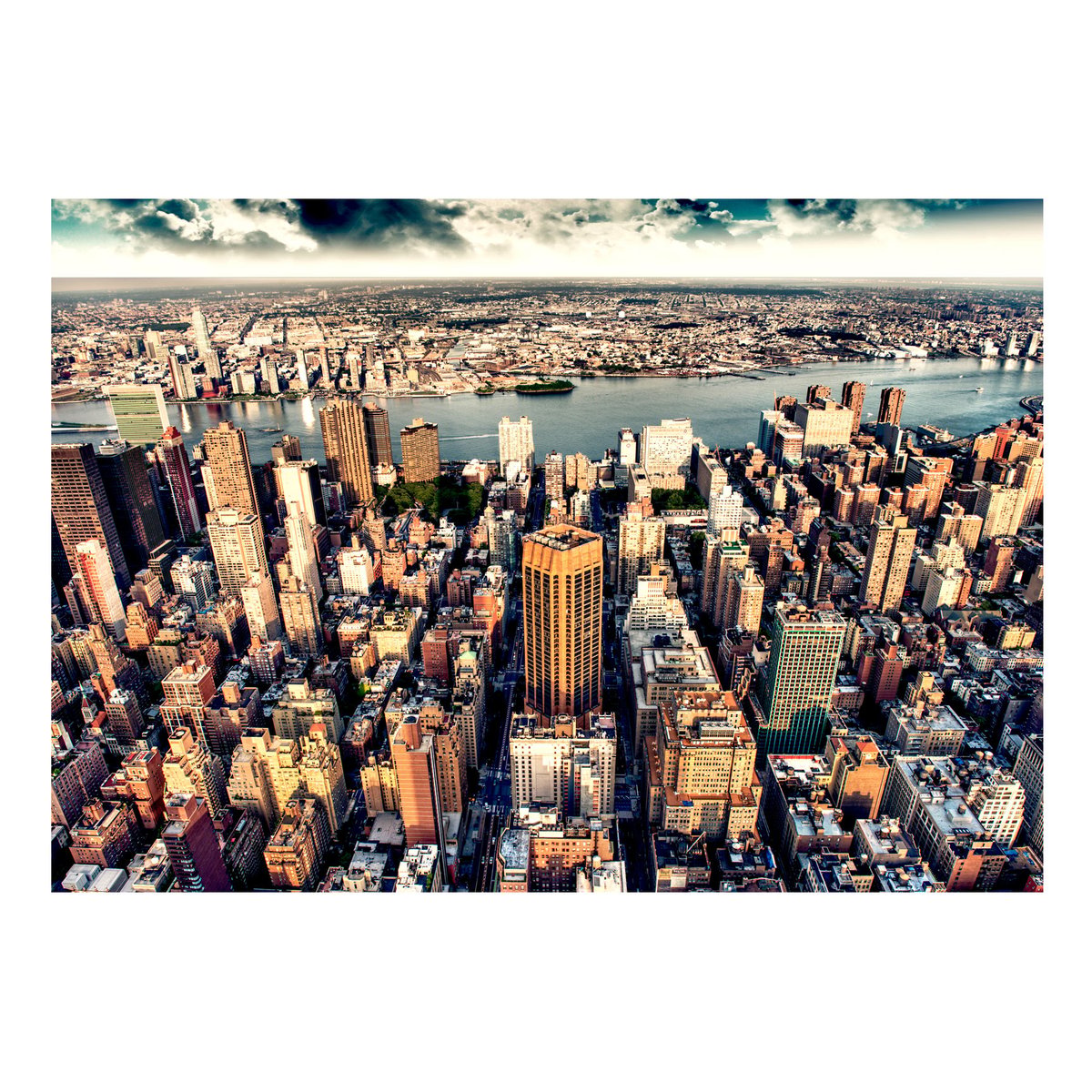 Papier peint intissé panoramique Ville et Architecture Bird's Eye View of New York beige, EDEN