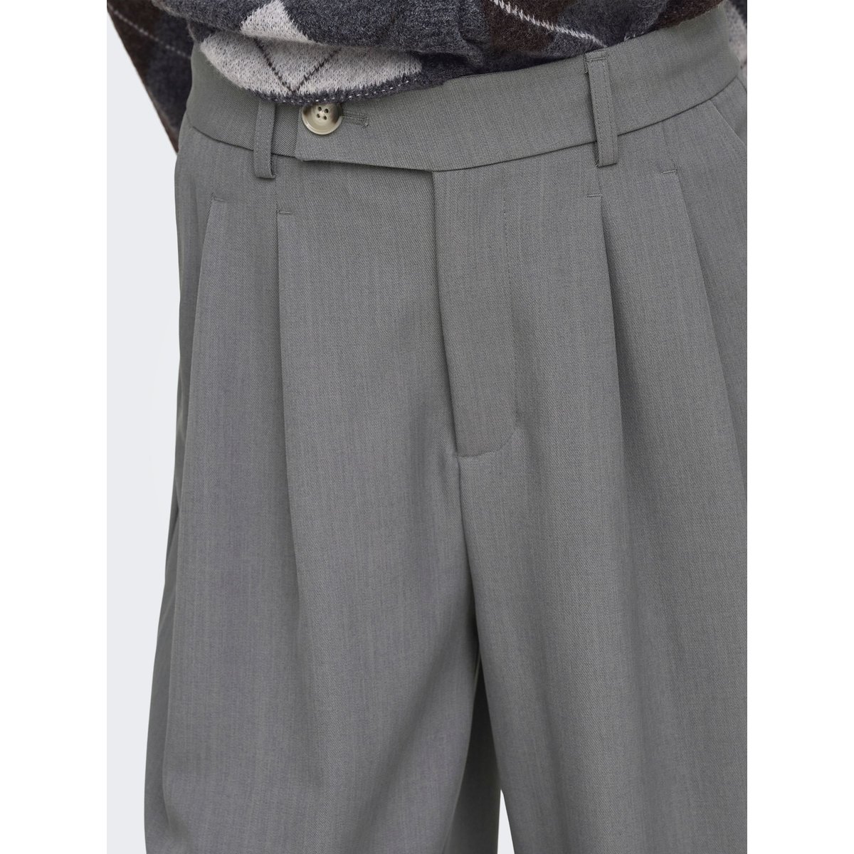Pantalon À Jambe Large medium grey melange, ONLY