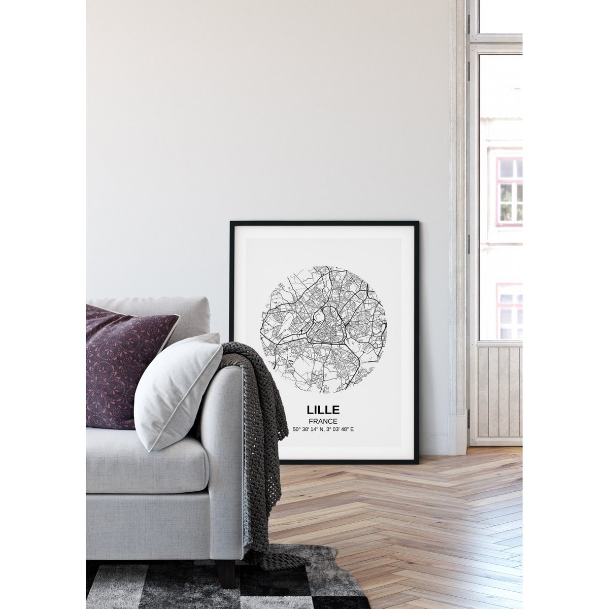Affiche Carte Lille blanc, L'AFFICHERIE