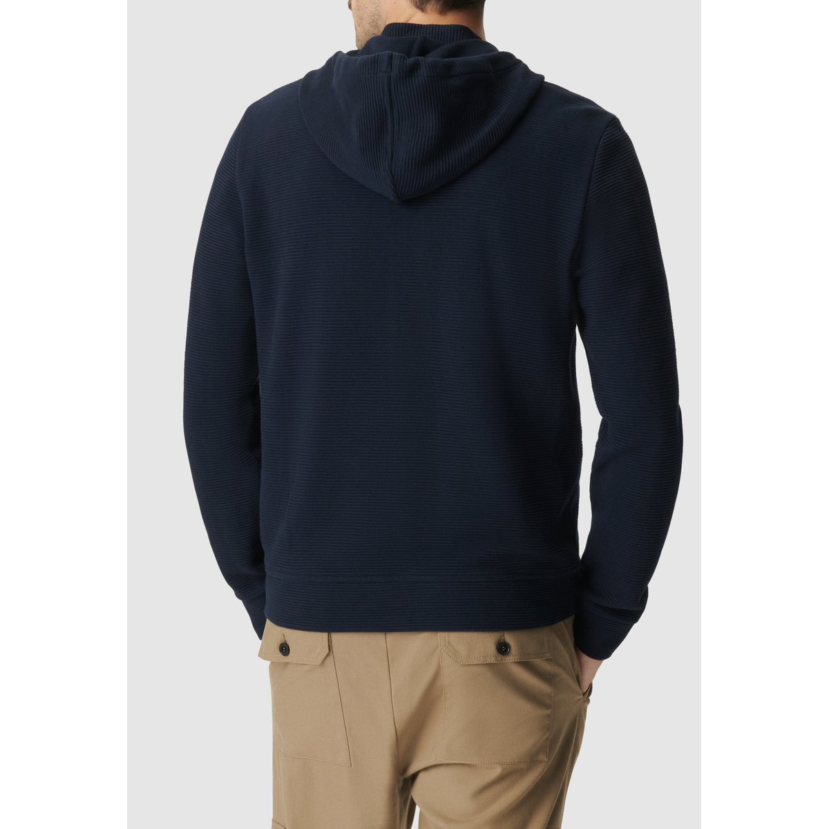 Cardigan coton bio maille Ottoman à capuche bleu marine, IKKS
