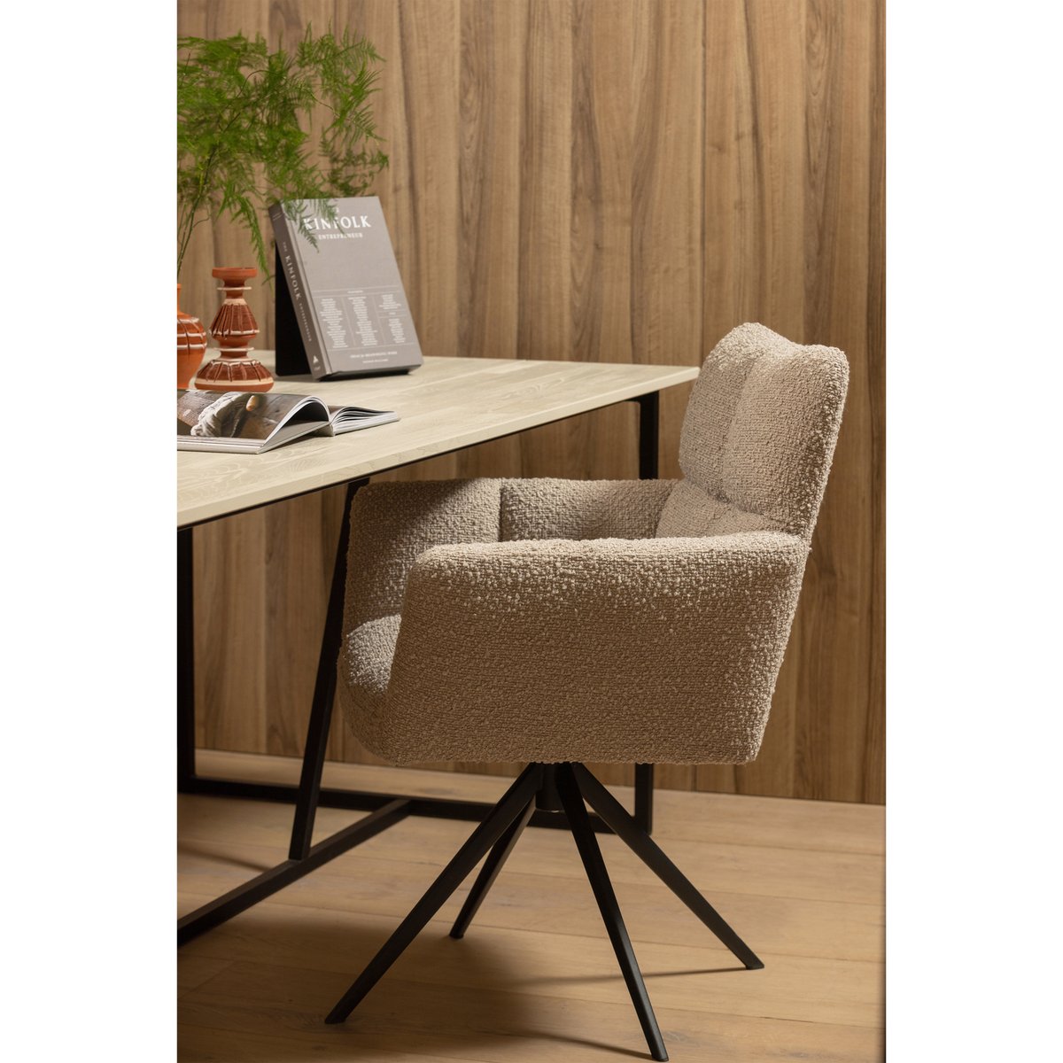 Table à manger en frêne 6 personnes SILAS beige, WOOOD