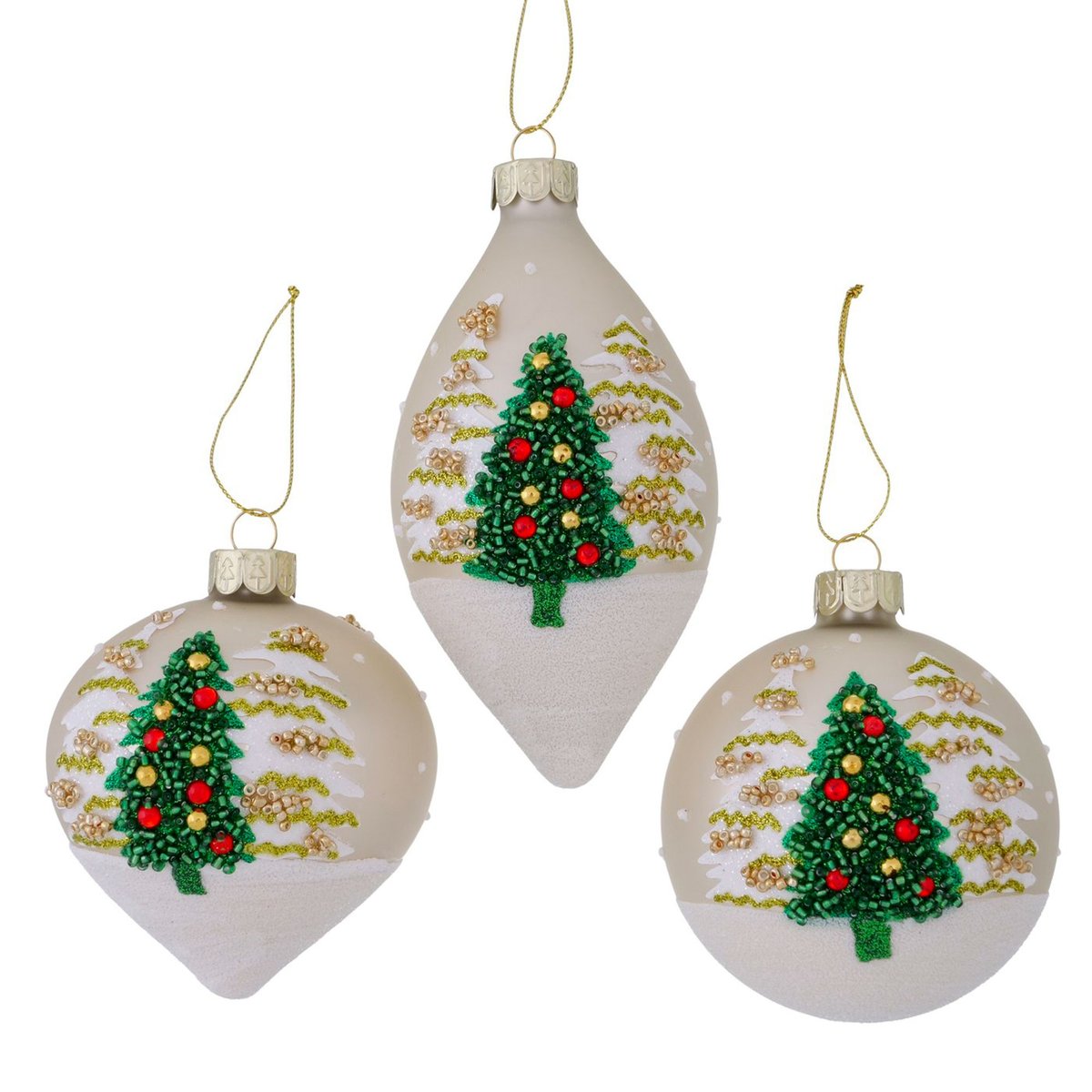 Set de 3 boules de Noël décorées à la main 8x8x8cm multicolore, WADIGA