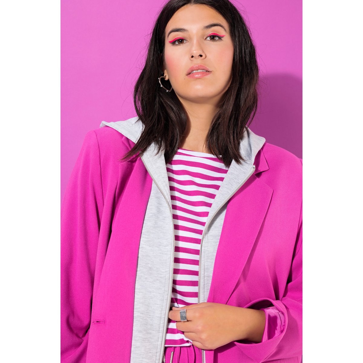 Blazer oversize à capuche, doublure intégrale orchidée, STUDIO UNTOLD