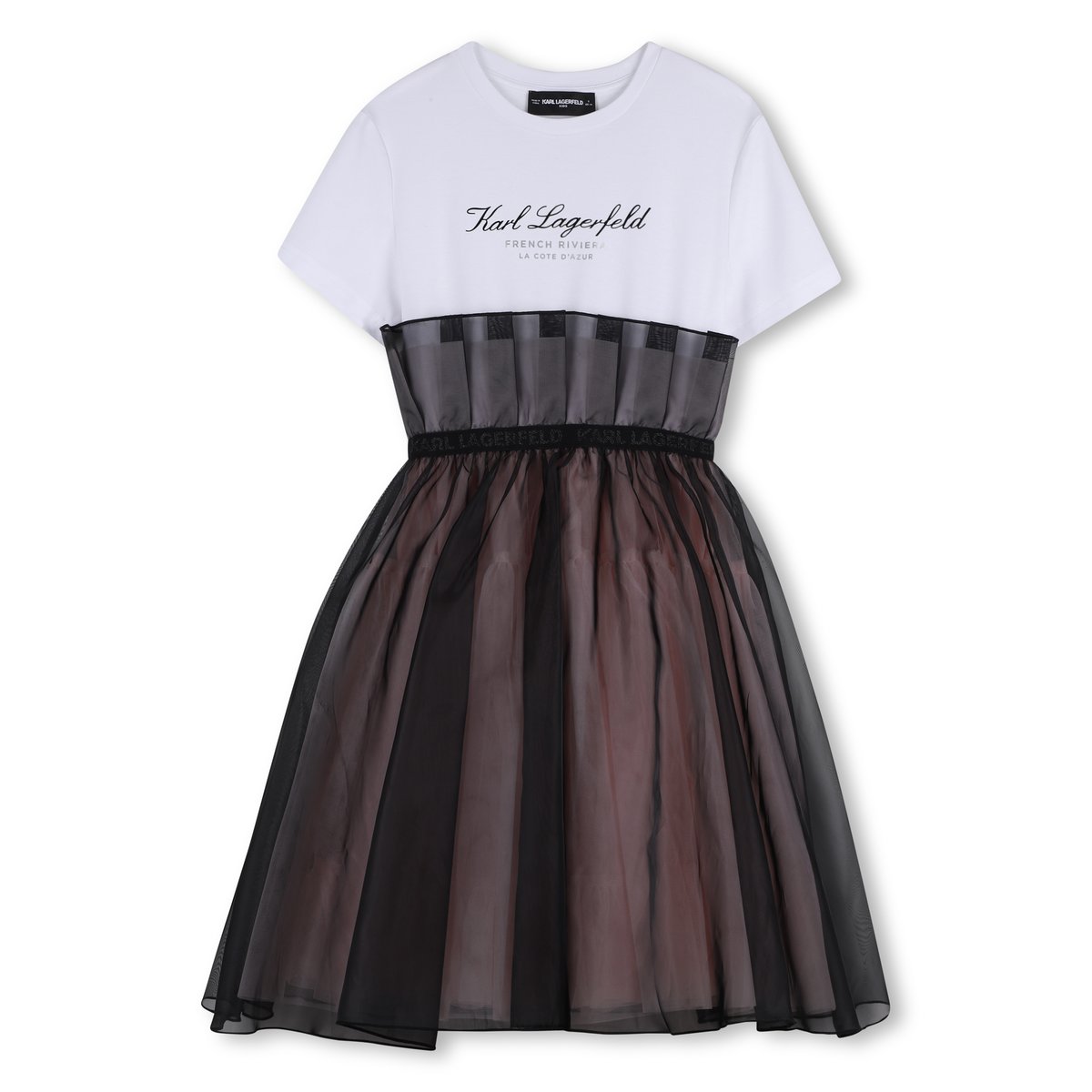 Robe de ceremonie manches courtes blanc rose, KARL LAGERFELD KIDS