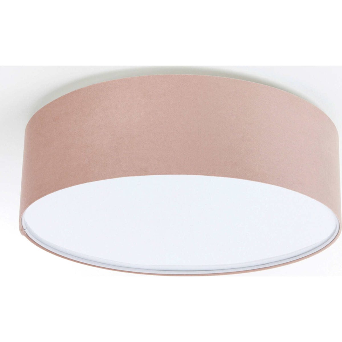 Plafonnier rond en tissu lumière douce Jasmin bebe rose poudré doux et blanc, BPS KONCEPT