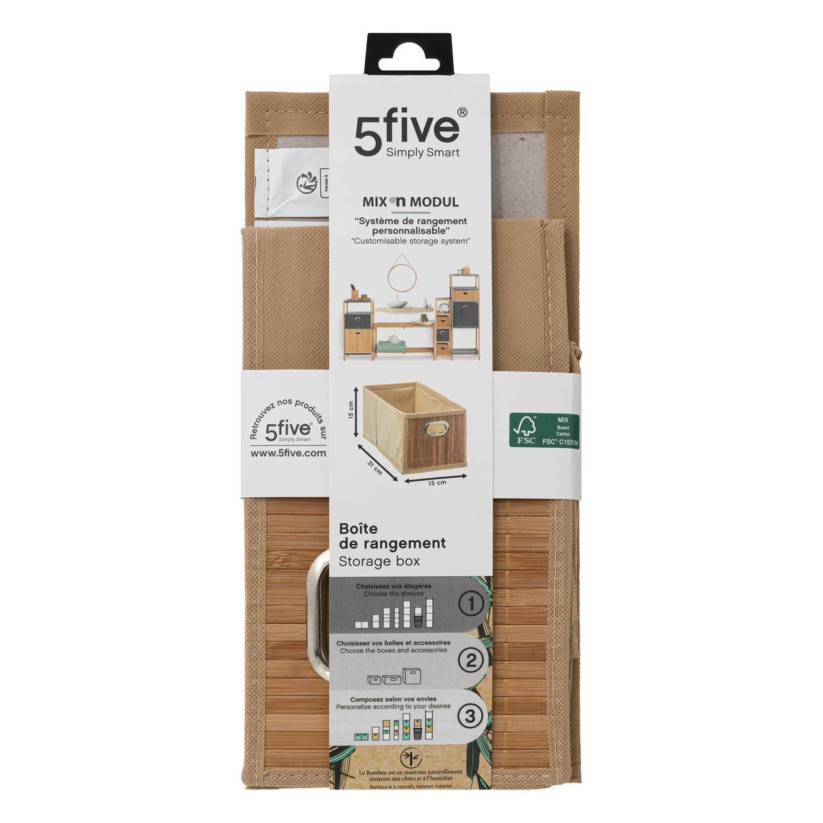 Panier à lattes en bambou MIX'N MODUL marron, 5FIVE SIMPLY SMART