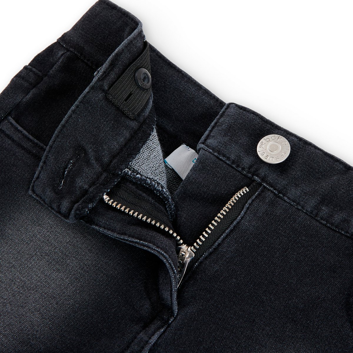 Short en denim avec bouton et fermeture é noir, BOBOLI