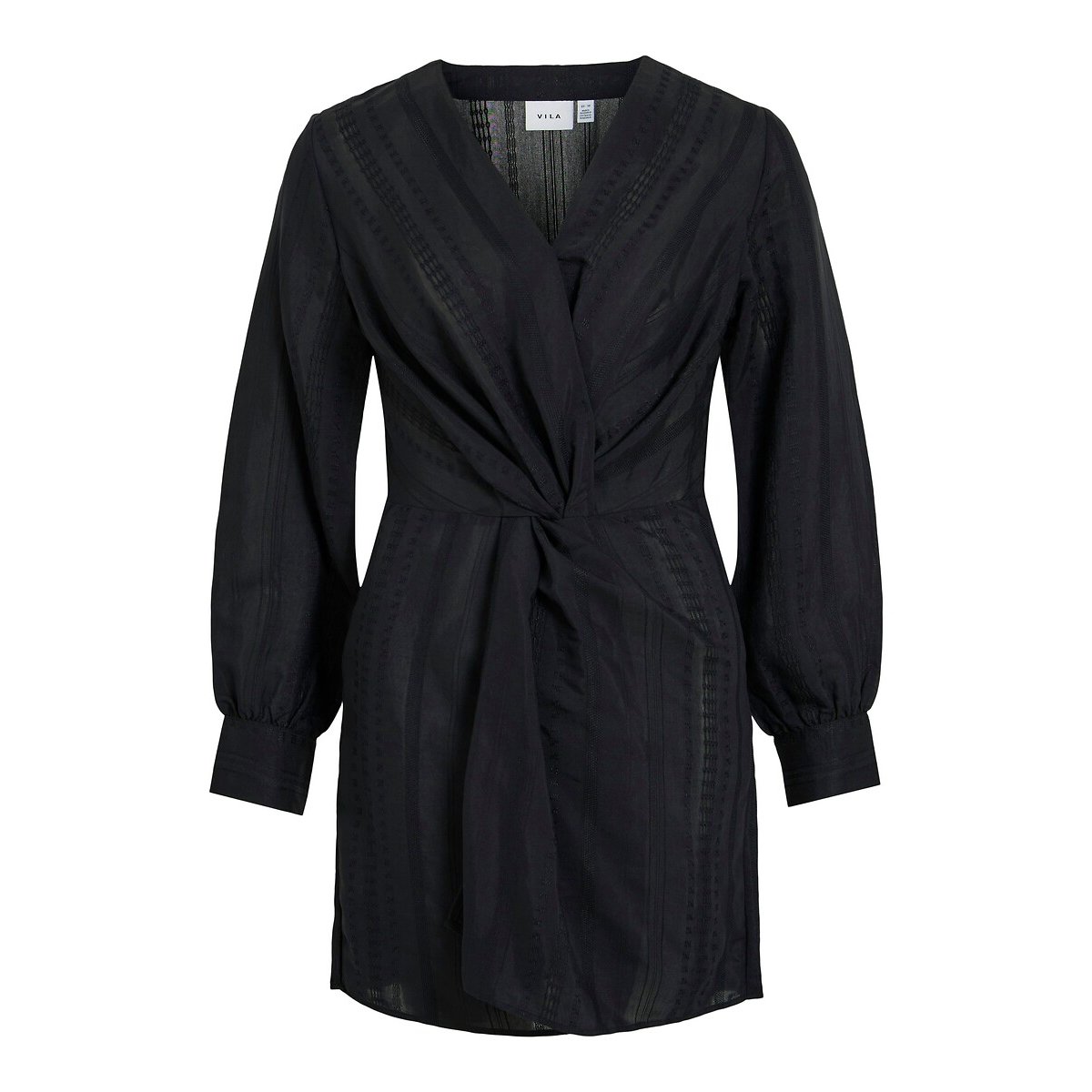 Robe courte drapée, manches longues noir, VILA