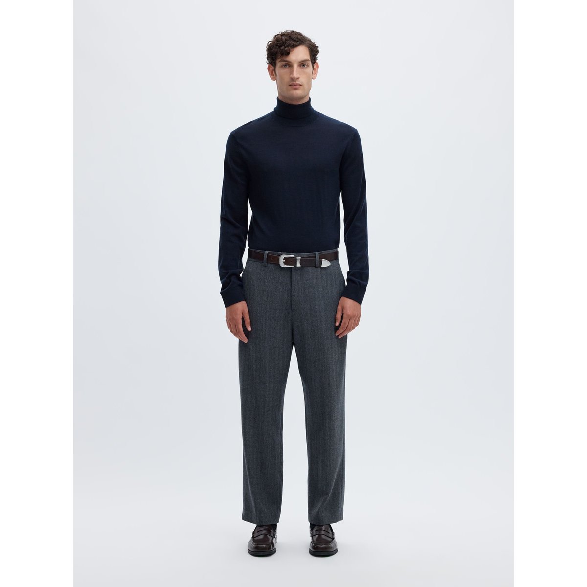 Col Roulé navy blazer, SELECTED