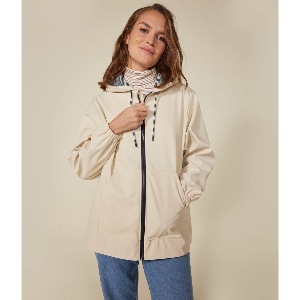 Ciré à capuche femme ecru, PETIT BATEAU
