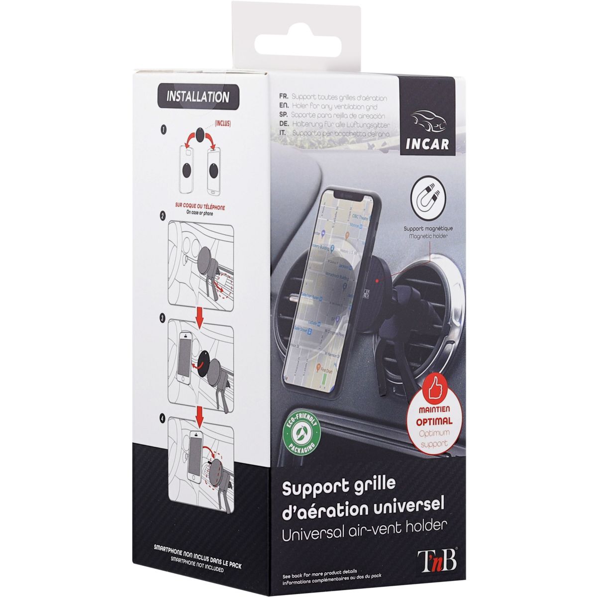 Support smartphone Voiture grille d'aération premium noir, TNB