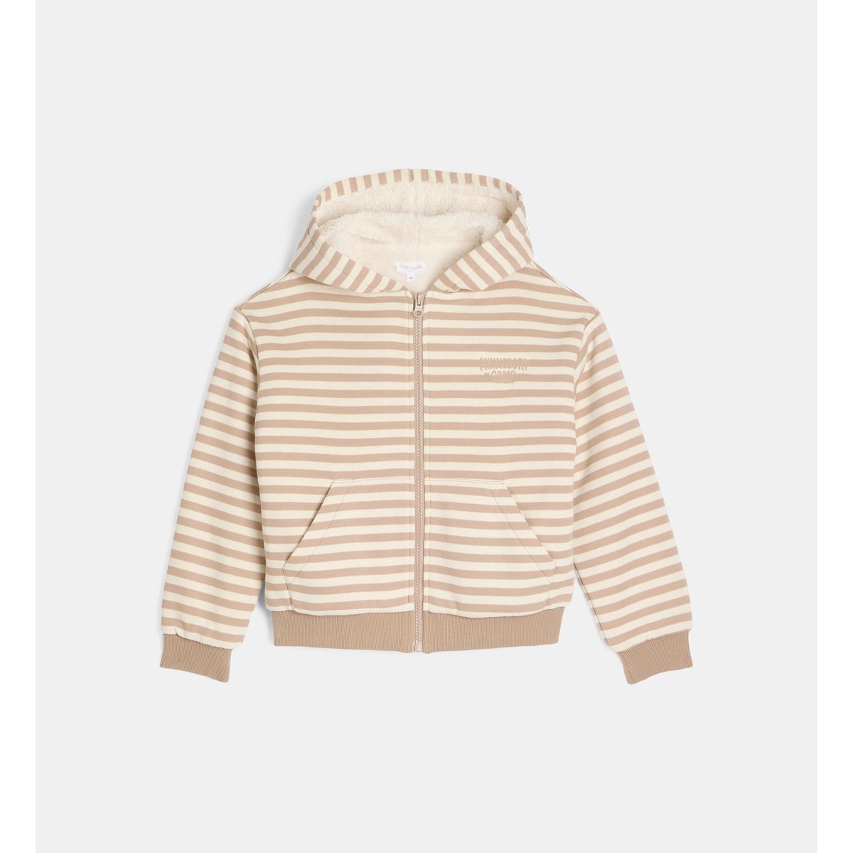 Gilet à capuche zippé vonic kids fourrée écru et beige, CADET ROUSSELLE