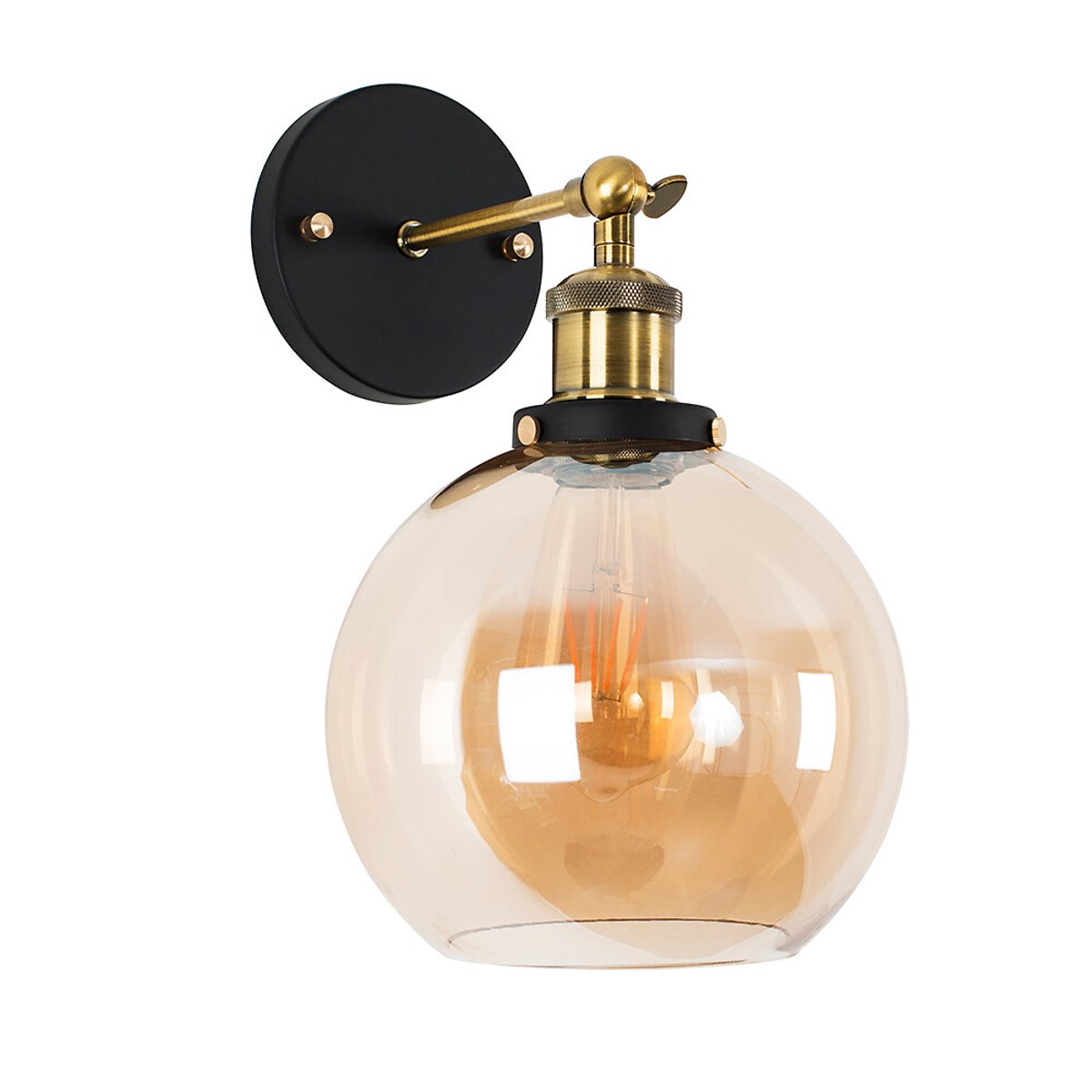 Sherri Industrial Wall Light with Glass Shade amber, SO'HOME