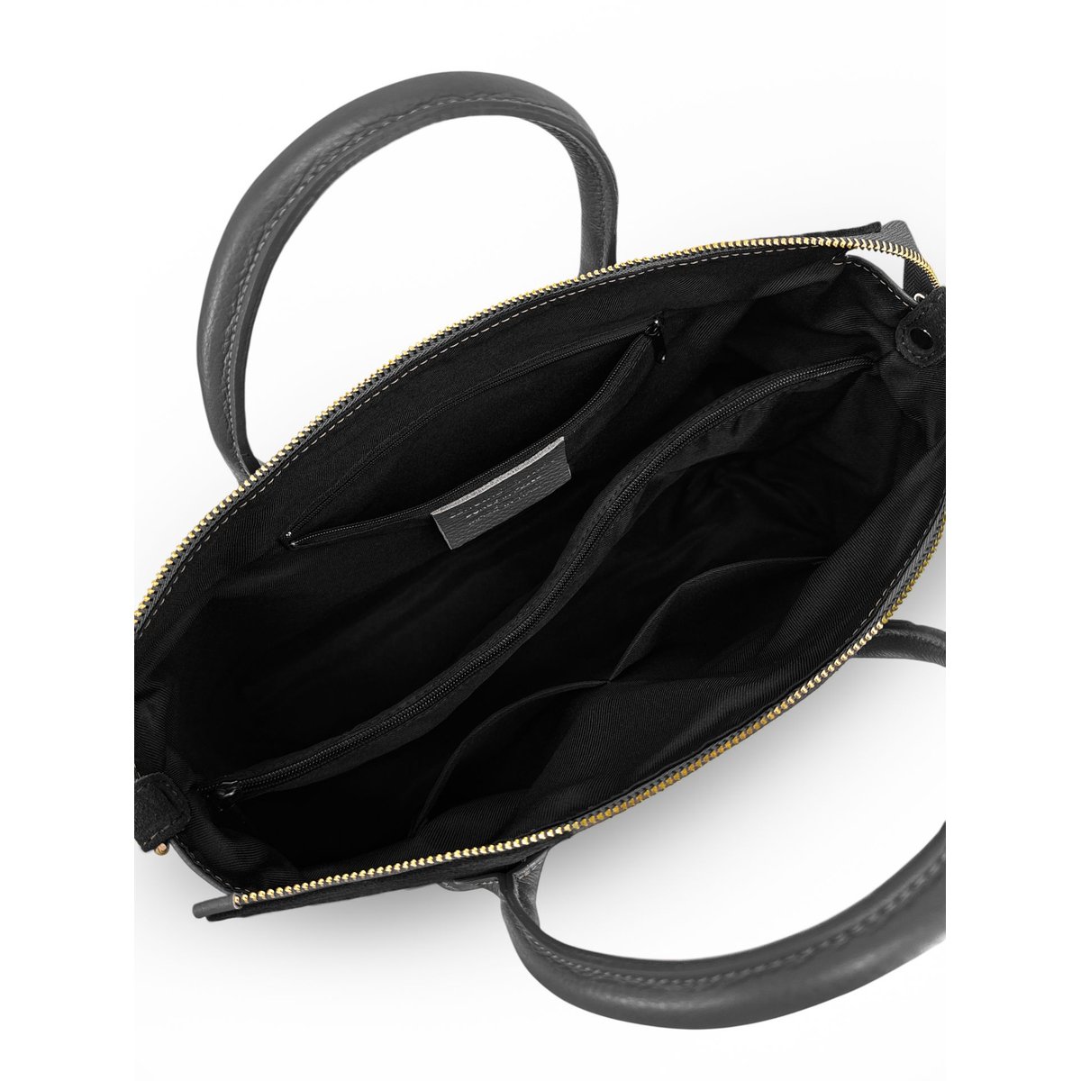 Sac bowling en cuir grainé et croûte de cuir EDITO noir, OH MY BAG