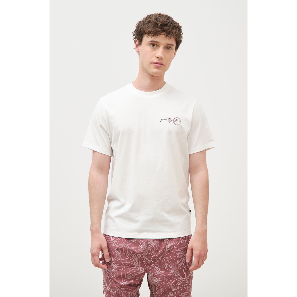 T-shirt en coton ecru, BONOBO