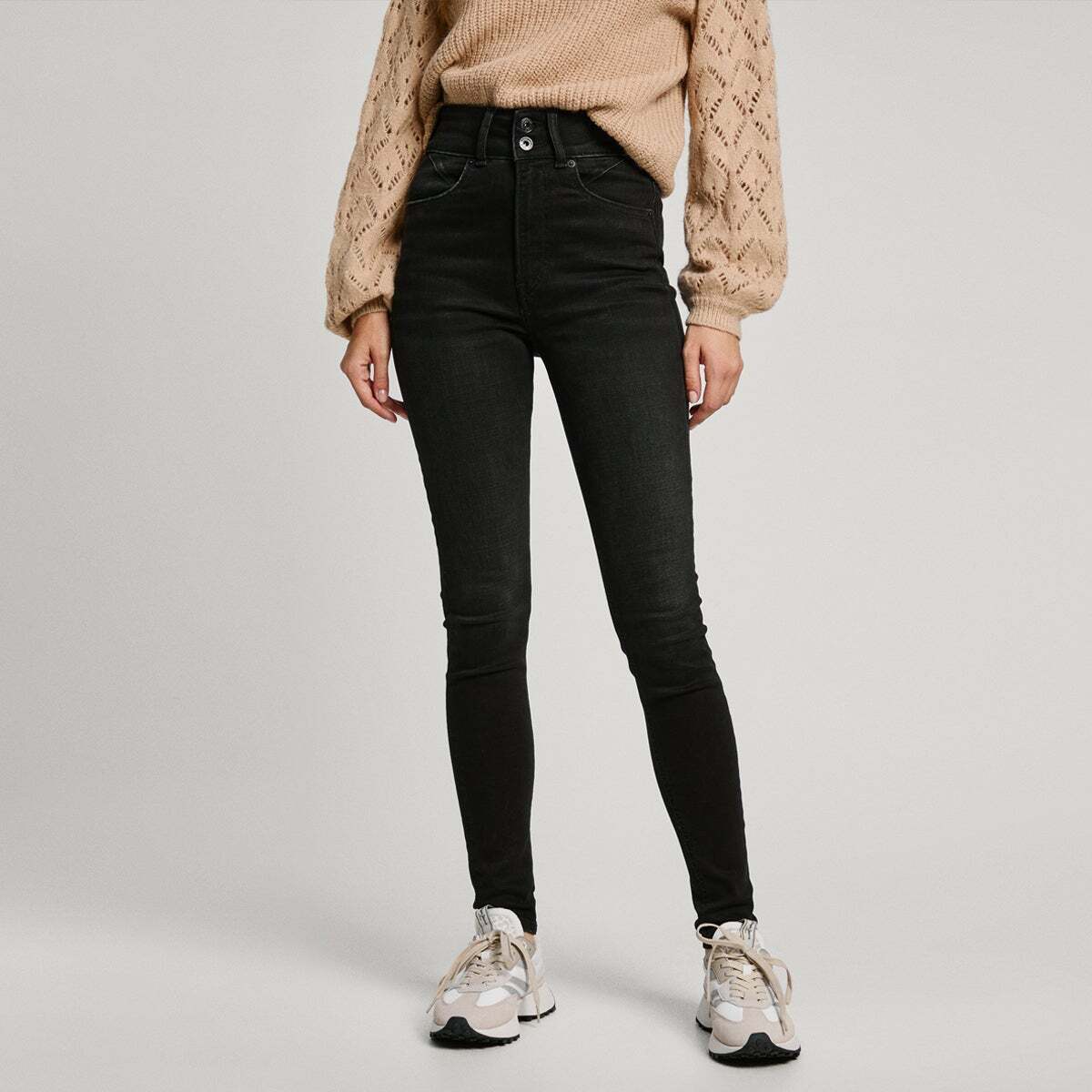 Jean Coupe Super Skinny, Taille Haute black used, PEPE JEANS