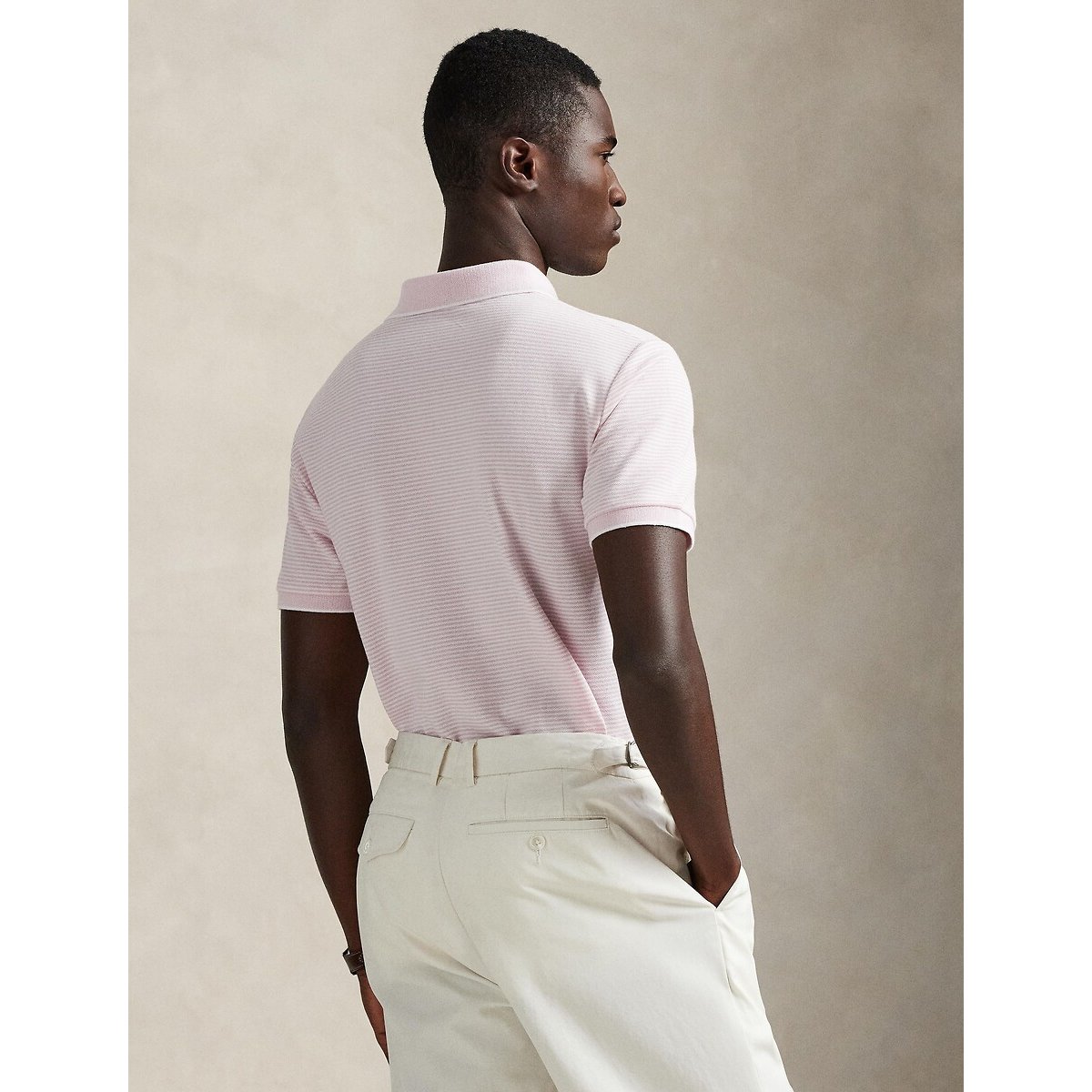 Polo elasticizzata a maniche corte bianco/rosa, POLO RALPH LAUREN