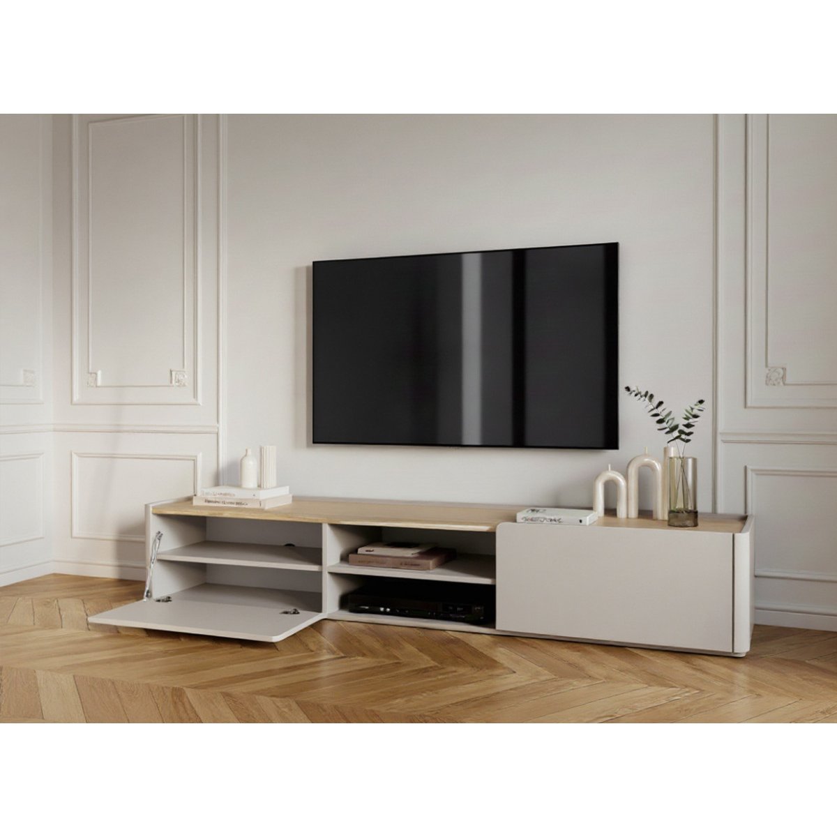 Meuble TV 170 cm , ANYRA beige, BOBOCHIC