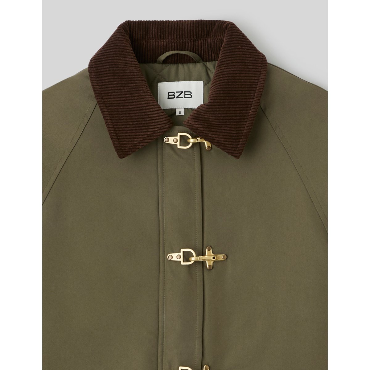 Veste avec col velours cotelé vert kaki, BZB
