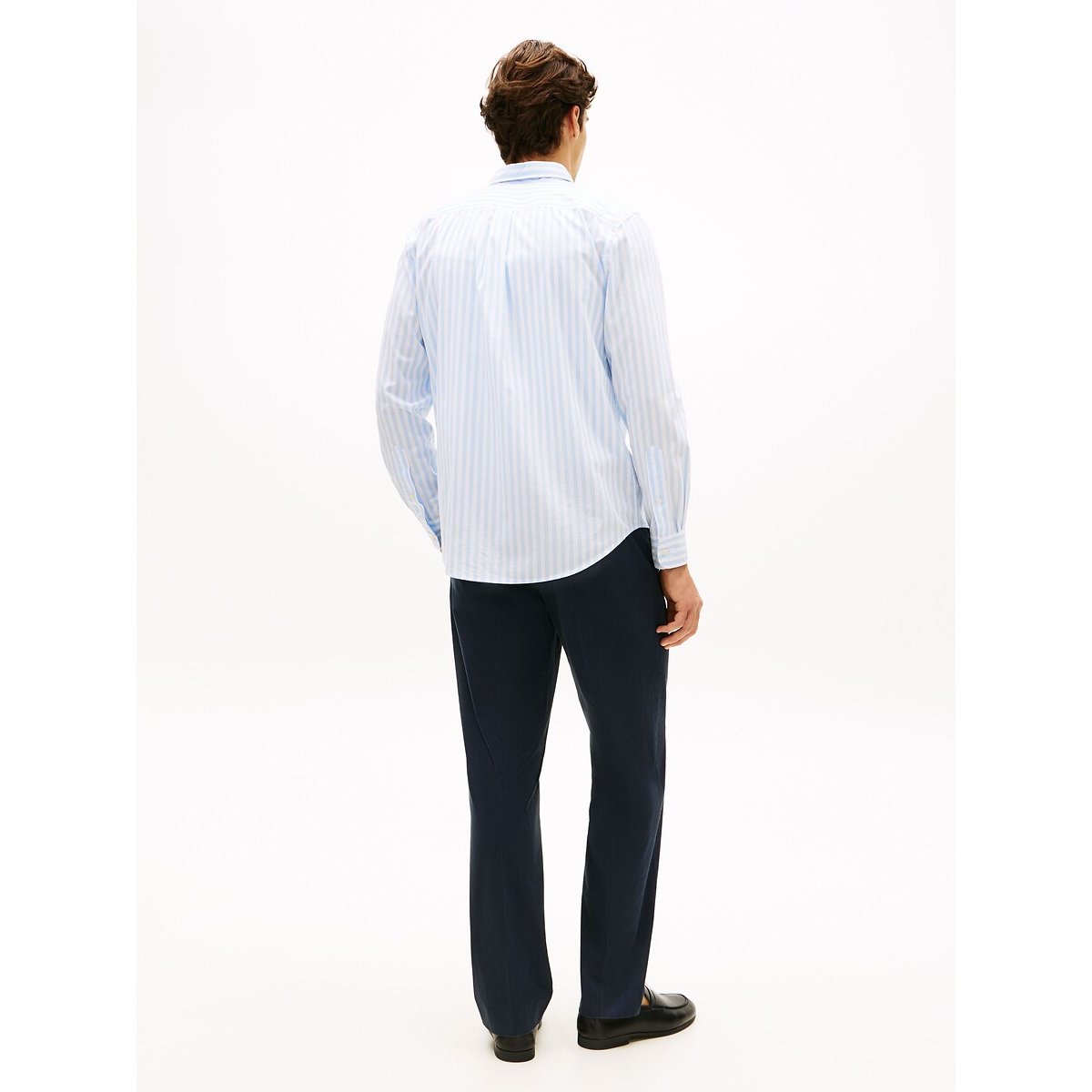 Chemise coupe standard en popeline rayé bleu ciel, TOMMY HILFIGER