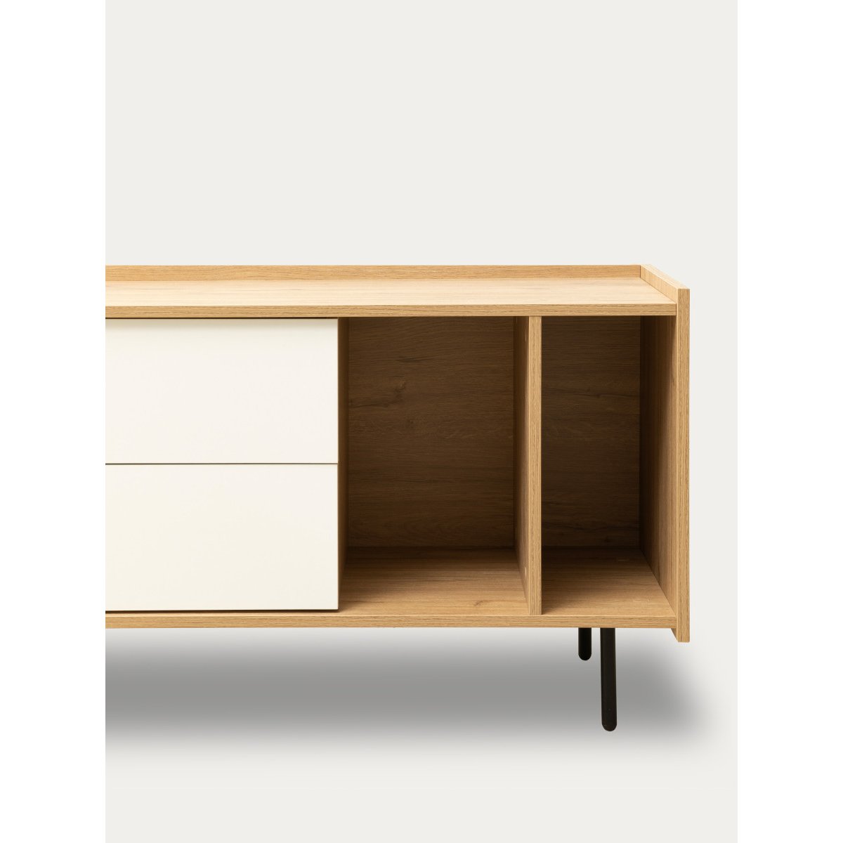 Meuble TV Mélamine - NADINE beige clair - blanc, KENAY