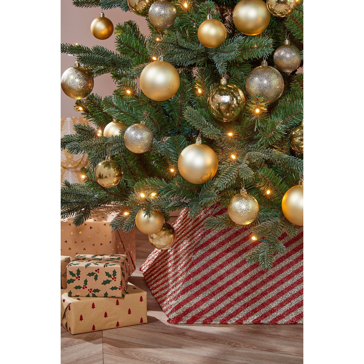 Cache-pied de sapin pailletée GLOWIN or, MICA DECORATIONS